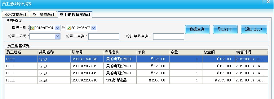 员工销售数据统计